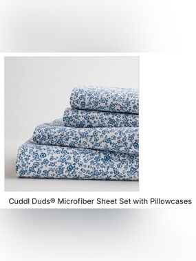 Cuddl Duds White Sheet Set with Blue Floral Print